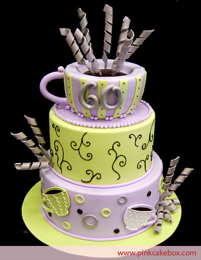 Coffee themed birthday cake with fondant decor and edible print and  airbrushing | Themed birthday cakes, Fondant cakes, Themed cakes